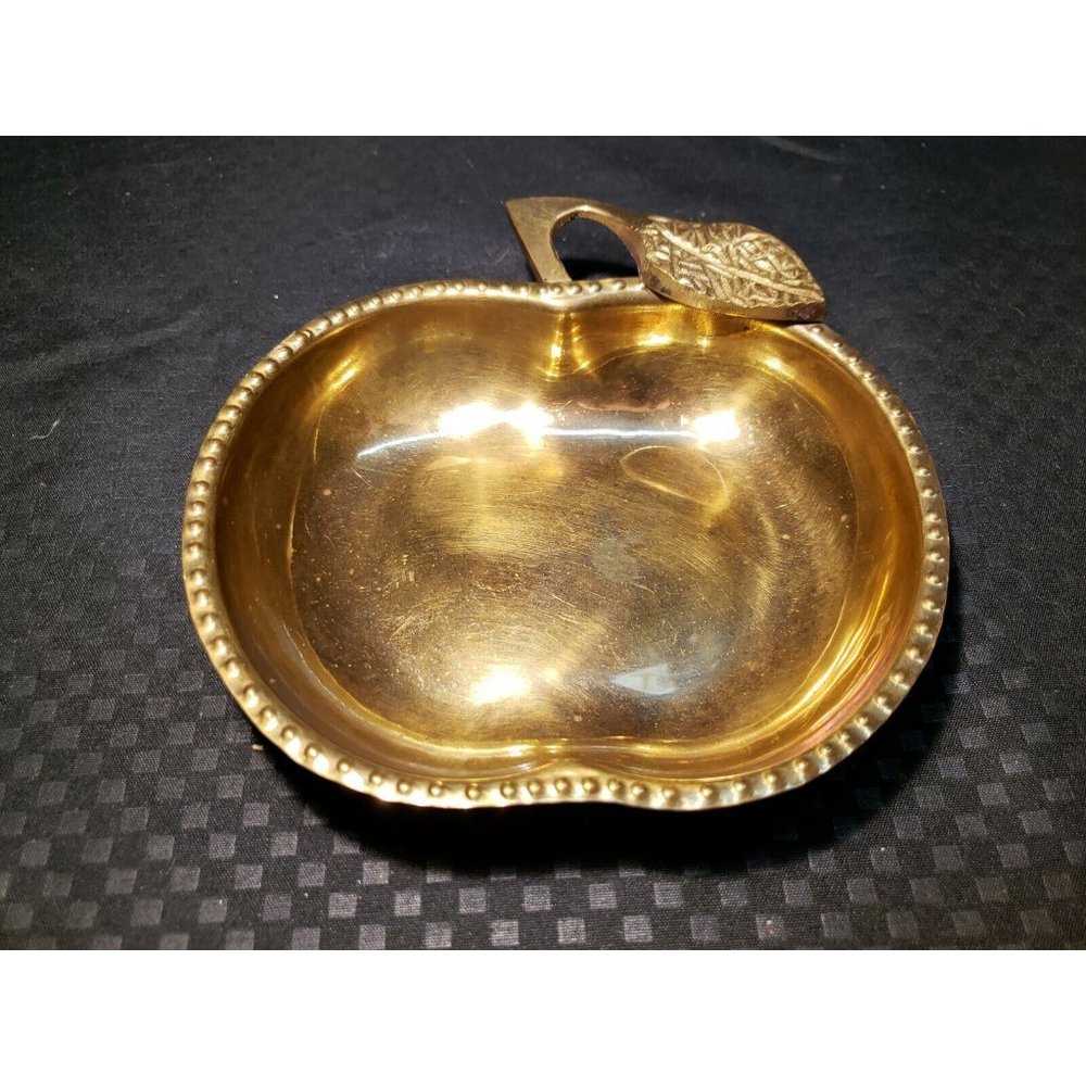 Vintage Solid Brass Apple Trinket/Catch All Dish.